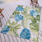 Riess Ambiente In- und Outdoor Teppich Leaf 235x160cm türkis grün weiß Blätter florales Design wetterfest Kunststoffteppich