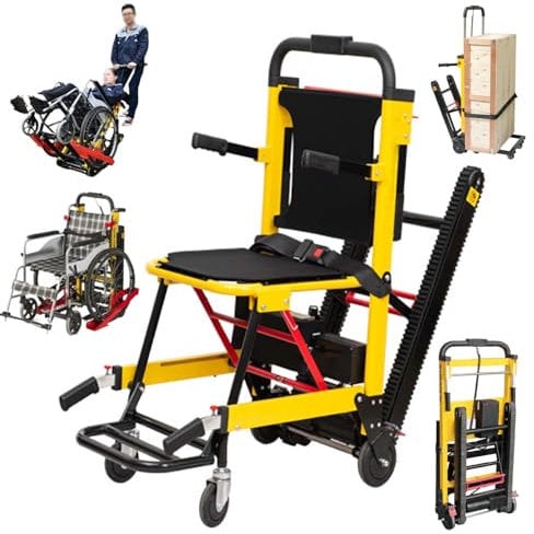 Elektrischer Raupen-Treppensteiger, Manueller Treppensteigrollstuhl Für ältere Menschen Mit Behinderung,Tragfähigkeit 353 Pfund, Zusammenklappbar,Leicht,Treppen Hinauf Und Hinunter