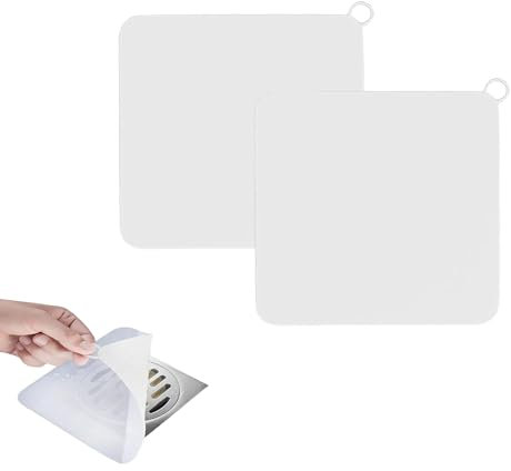 Tappo doccia,Tappetino antiodore in silicone per sifone da pavimento, tappi di scarico in gel di silice, coperchio deodorante antiodore, guarnizione per cucina, deodorazione delle fogne 2 pezzi