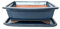 Glazed Ceramic Bonsai Pots with Matching Drip Trays (Metallic Blue, 26cm)