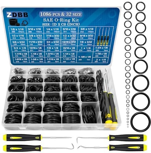 ZDBB 1086 Stück SAE O Ring Kit Standard Gummi O'ring Set mit 4 Pick & Haken für Automotive Hydraulic Faucet Sealing Repair Kit