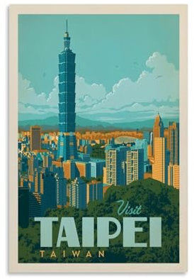 Wanddekoration, Vintage-Reise, Taiwan, Taipeh, Zimmer, Wohnzimmer, Dekoration, modernes ästhetisches Wandkunst, Geschenk für Freunde, Bett, ungerahmt, 40 x 60 cm