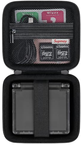 Supmay Étui de transport pour Anbernic RG SP, RG Rotate, RG34XXSP/RG35XXSP | Console de jeu portable rétro, Game Boy Advance SP, support de rangement de voyage rétro avec sac en maille pour batterie