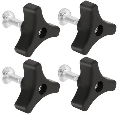 Prasacco 4 Stück Rasenmäher Griffschrauben Set, Dreieck Griff Knauf Mutter Schraube Kunststoffschrauben und Muttern für Rasenmäher-Schiebegriffe Gartenwerkzeug Zubehör für Rasenmäher (Schwarz)