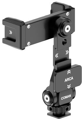 COMAN Smartphone Stativ Adapter - Handy Halterung,Handyhalterung Für Stativ Mit 3 Cold Shoe Arca Quick Install Mit 1/4 Schraubenloch 360° Drehbarer