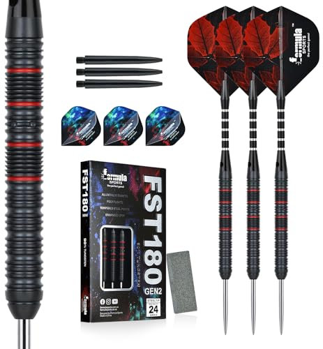 Formula Sports Dartpfeile mit Metallspitze 90% Tungsten Steel-Dartpfeile 3 Stück Profi Steeldarts in 21, 22, 23, 24 Gramm
