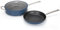 DishDelight Pots and Pans Set Nonstick, Nonstick Frying Pan, 10 Inch Fry Pan, 12 Qt Ceramic Saute Pan with Glass Lid, Induction Cookware Set, Added Plasma Diamond, Blue