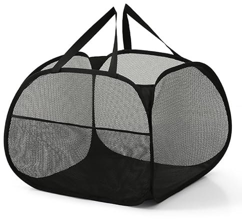 Pop Up Wäschekorb Faltbarer Wäschekorb 90L Wäschetonne Wäschekorb klappbar mit Griff laundry basket Aufbewahrungskorb für Kinderzimmer Camping Und Reisen (schwarz)