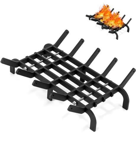 BiggerFire Fireplace Grates, 16 Inch Fireplace Grate Heavy Duty High Carbon Steel Fireplace Log Grate for Indoor Outdoor Firewood Stove Log Holder Rack Wood Burning Fireplace Accessories