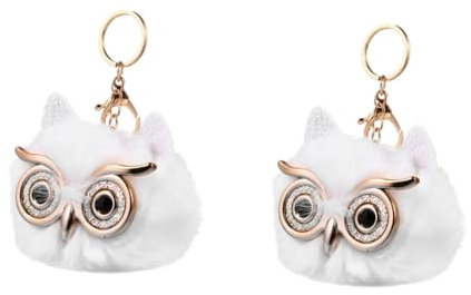 LIFKOME Flauschiger Schlüsselanhänger Eule Aus Plüsch Und Metall Kreativer Kleiner Schlüsselring Für Taschen Schlüssel Und Gepäck Leicht Tragbar Tierstil Accessoire 3.5X6.3X3.1 Zoll