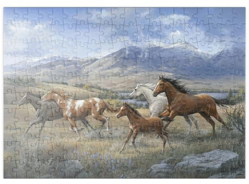 MyPuzzle Freiheit in den Bergen: Wildpferde - Premium 200 Teile Puzzle - MyPuzzle Sonderkollektion von Puzzle Galaxy