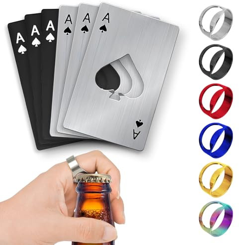 12 Stück Flaschenöffner Edelstahl, Kreativer Bottle Opener, Bieröffner Ring, Spielkarten kapselheber, Bierfest Bierflaschenöffner, Flaschenöffner Vatertag, Vatertagsgeschenk für Papa, Partei