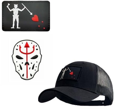 YUSENGMOO Blackbeard Taktische verstellbar Baseballkappe | Unisex Blackbeard-Baseballkappe mit 2 Patches,schwarz Trucker-Kappen,Angeln, Jagen,Edward Teach-Geschenke