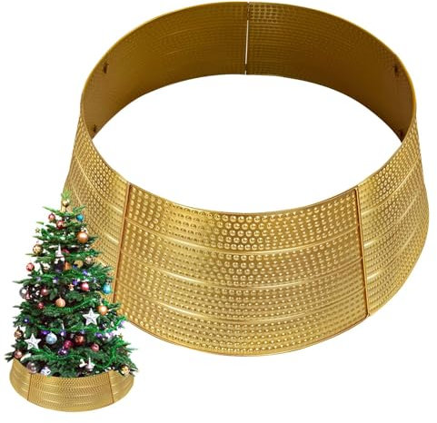 2024 Metal Christmas Tree Skirt | Metal Christmas Tree Collar | Pet-Proof Faux Tree Guard Ring for Prevent Hair and Feather From Sticking - 70cm