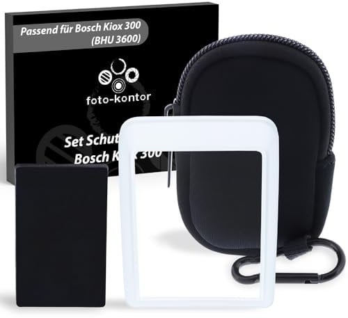 foto-kontor Schutzhüllen-Set 3-TLG für Bosch Kiox 300 e-Bike Display Hülle transparent und Schutzabdeckung für Smartphone Griff (BSP3200) schwarz passgenau mit Tragetasche
