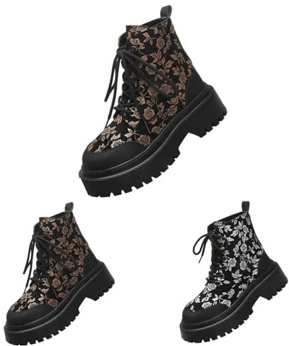 blitzangebote Stiefeletten Damen Casual Runde Zehe Schnürstiefel Stylisch Praktisch Winterstiefel Damen Retro Flach rutschfest Stiefel damenmode sale