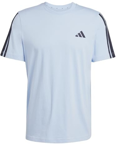 adidas Men's Men 3-Stripes T-Shirt, Glow Blue, M