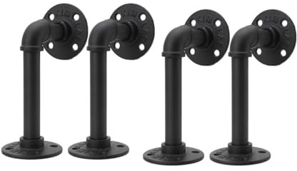TABODD 4PCS Rohr Regalhalterungen, Regalhalter Regalhalterung Vintage Regalträger Industrial Regal Vintage Rustikale schwimmende Regale für Bücherregal Wandregal Zuhause schwarz (15 x 8 cm)
