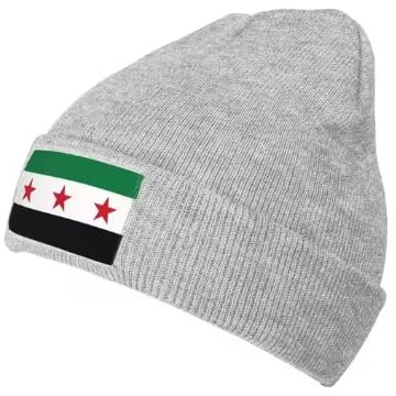 TIOYREVENO Syria Herbst/Winter Beanie Strickmützen Unisex Thermomütze Herbst/Winter Tägliche Beanie Mütze Manschette Ski Skull Caps Für Outdoor-Aktivitäten Grau Einheitsgröße