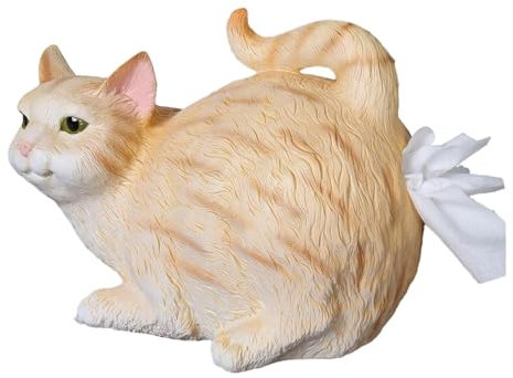 Katzen-Taschentuch-Box-Spender, Harz-Gesichtstuch-Halter, Katzen-Gesäß-Gesichtstuch-Etui für Tischplatte, Kommode, Badezimmer, Schreibtisch-Ornament