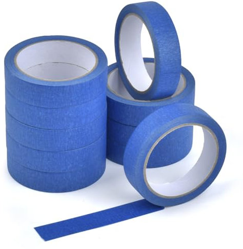 Blue Painters Masking Tape for Painting 10 Rolls 24mm x 20m, Multi Surface Masking Tape Writable Painting Tape Decorators Tape, Blue Painters Tape Artist for Sharp Lines, No Paint Bleed & No Residue