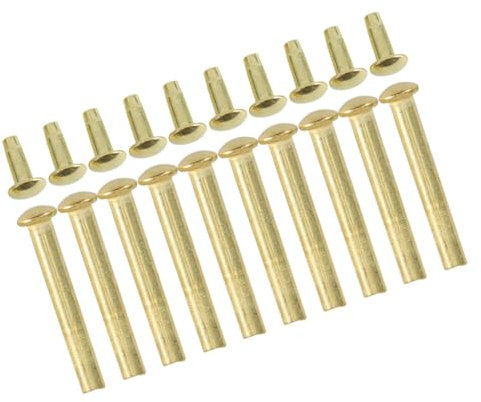 Alipis Folding Fan Shaft Rivet and Nut Set 10pcs Gold-Plated Metal Rivets for Handheld Fan Repair Solid 3mm x 25mm Fasteners Suitable for Bamboo