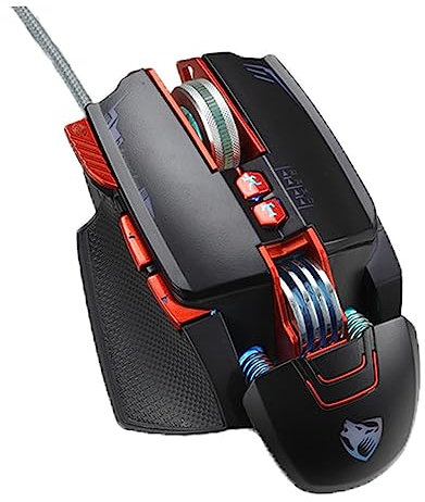 Angoily Ratón Ordenador Cable USB Ergonómico Diseño Cómodo Luz Led para Uso Oficina Hogar Compatible Portátil Negro