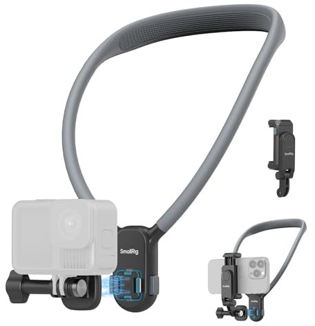 SMALLRIG Supporto Magnetico per collo per Action Camera e Telefoni, Comodo Supporto per Riprese POV con Adattatore Universale a 2 Punte e Supporto per Telefono - 5128