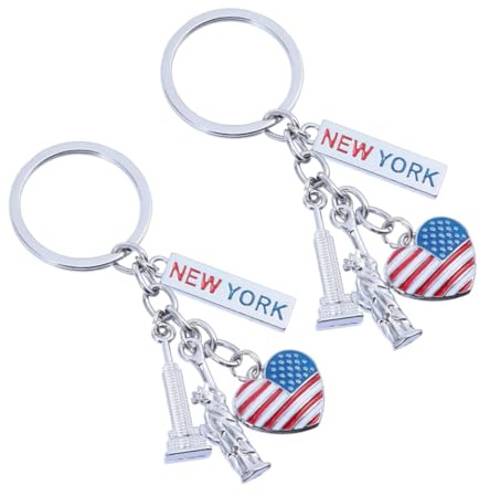 VALICLUD Porte-clés New York Lot De 2 Porte-clés Drapeau Américain Souvenir Des États- En Métal Avec Statue De La Liberté