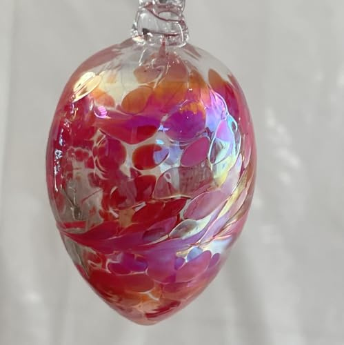 Glas Ei zum hängen rot klar Osterei mundgeblasen Höhe 8,5 cm Durchmesser 4,8 cm