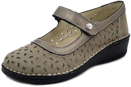 CINZIA SOFT Scarpe Donna Ballerine con Strap in Pelle Beige, Linea Ortopedica, Pianta Larga e Plantare Estraibile, Zeppa Bassa, 2945E25