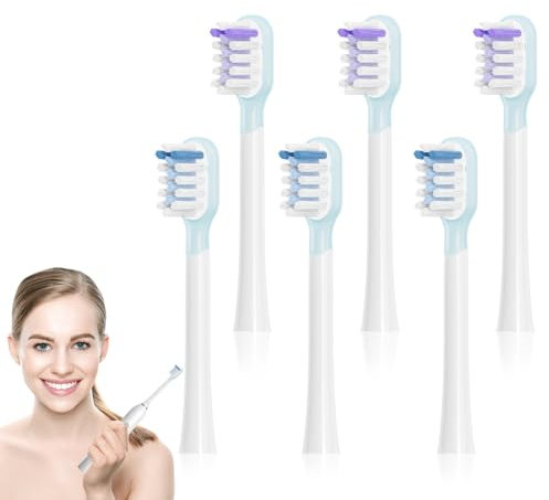 6er-Pack Zahnbürstenkopf Für Laifen, Ersatzzahnbürstenköpfe für Erwachsene, Ersatzbürstenkopf kompatibel mit der elektrischen Zahnbürste von Laifen (Weiß, M)