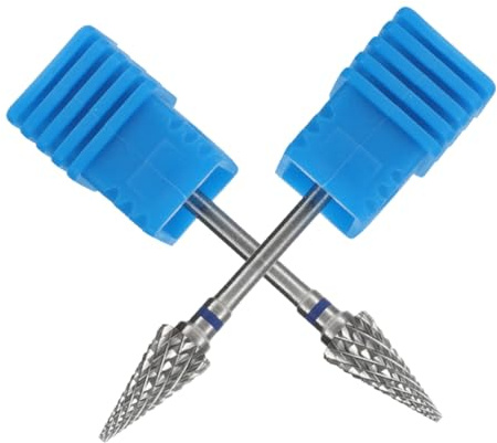 Broca para Pulir Uñas de Acero Azul, Cabezal de Manicura 2 Piezas | Remoción de Gel y Cutícula, Uso en Salón o Casa, Formato Compatible Taladro