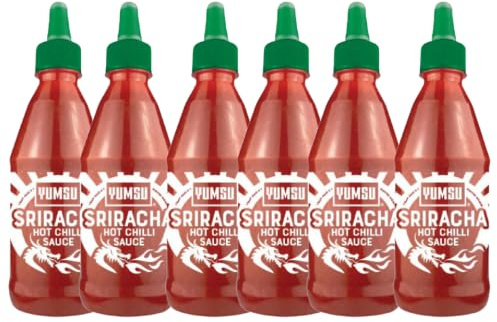 Yumsu Sriracha Hot Chilli Sauce 490g Authentic Thai-Style Garlic Chilli Sauce, Spicy & Bold, Perfect for Dipping, Stir-Fries, and Marinades Assorted Packs (Pack of 6)