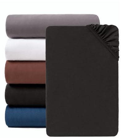 Lumimi Spannbettlaken Spannbetttuch Bettlaken aus Mikrofaser, 90cm x 200cm für Matratzen bis 30cm Höhe, Superweich Schlafkomfort Rundum Gummizug Faltenfrei Formstabil Pflegeleicht Schwarz