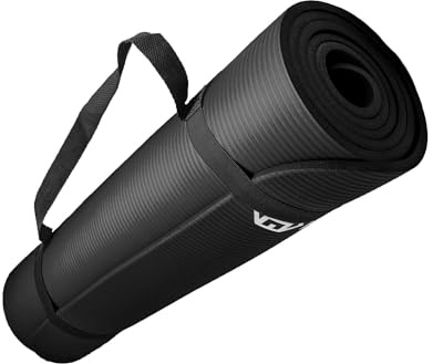 HXGN Exercise Mat, 10mm Thick, Black, Non-Slip Fitness Mat for Yoga and Gym Workout