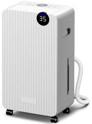 HOMCOM Deumidificatore d'aria 12 L/giorno, deumidificatore silenzioso, scarico continuo, serbatoio dell'acqua da 2,1 L, timer 24 ore, display LED, indicatore di umidità, antimuffa, asciugatura dei