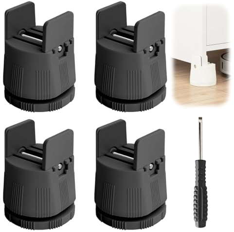 Umllpet 4 Pièces Rehausseurs de Meubles Ajustables 6-8 cm, Rehausseurs de Lit avec Pince à Vis pour Largeur 10-50mm, Rehausseurs pour Canapé, Lit, Table, Chaise, Antirouille et Antidérapant (Noir)
