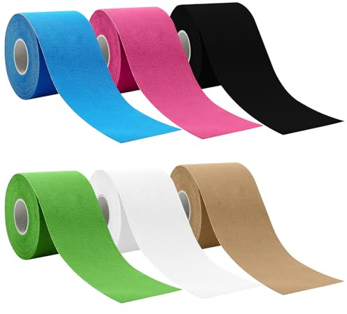 Yoodriy 6 Rollen Kinesiologie Tape (5m x 5cm), Kinesio & Physio Tape Set für Sport, Flexibel und Wasserbeständig, für Knie, Ellenbogen und Schulter, für Sport und Bewegung, Elastisch & Atmungsaktiv