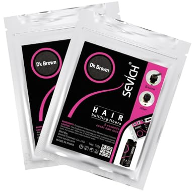 SEVICH Streuhaar 2 Pack（2 x 100g） - 100g Nachfüllpackung Für Haarausfall Oder Dünner Werdendes Haar, Haarverdichtung Für Männer Und Frauen Haar Dunkelbraun