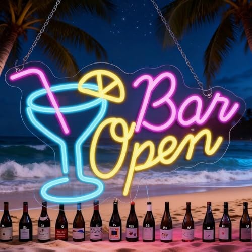 Bar Open Neon Schild 42X27CM, Neon Schild Personalisiert | Open Neon Sign Bunte Offene Neonschilds, Open Welcome Neon Schilds, Welcome Led Open Neon Schilds, Für Bar, Salon, Store