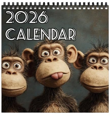 Apa Kalender 2026 | Månadsvis Apa Tema Planerare | Roliga Djurkalender 2026 - För Kontor Nyår Jul Schemaläggning Av Möten