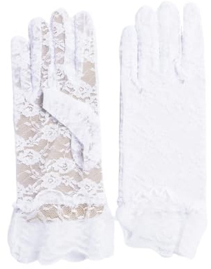 Daleweo guanti da sposa pizzo bianchi taglia unica | Guanti in pizzo per sposa, damigella/invitata. Ideali per matrimonio, cerimonia, chiesa, municipio, ballo, gala e serata