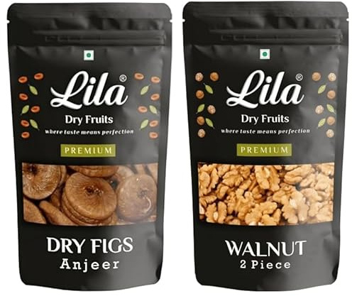 DRY FRUITS Dried Anjeer and Walnut Combo 200 GMS EACH Pouch Pack | Dry Fig for Healthy Snacking, Walnuts Kernals for Dieting