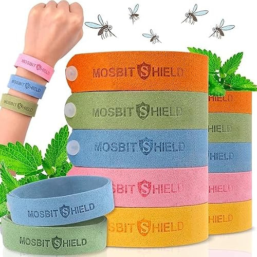 12Piezas Pulseras Repelentes de Mosquitos, Pulsera Mosquitos Antimosquitos, Natural No Tóxica, Ajustables Bandas Repelentes,para los Niños y Adultos, 5 Colores