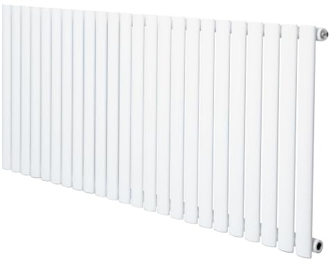 Radiador Ovalado de Columna Simple Blanco 60 cm x 144 cm – Acero al Carbono 1369 W | Radiador de Agua para Calefacción Eficiente | Soportes, Kit y Cepillo Incluidos – Garantía 15 Años
