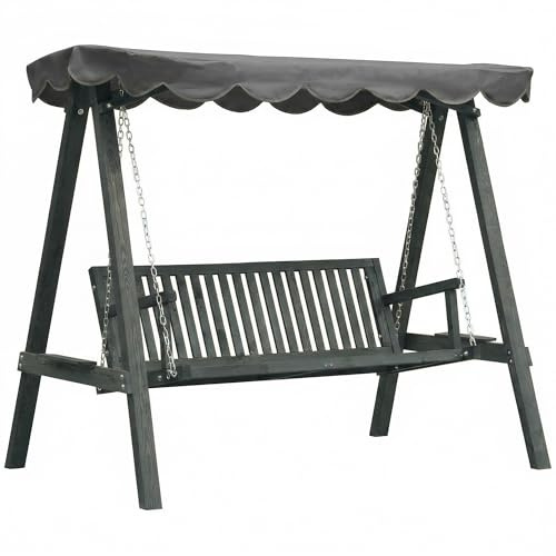 Outsunny 2 Seater Garden Swing Seat with Canopy Side Tray Outdoor Grey