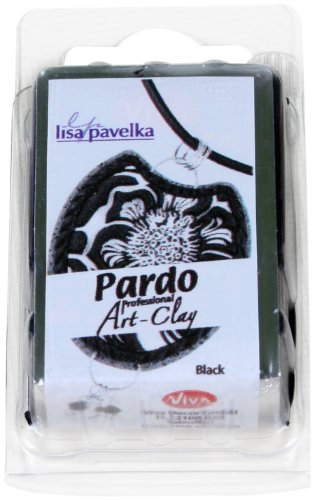 Viva Decor PARDO Art Clay - Schwarz 56 g, Polymer Clay Modelliermasse ofenhärtend fest, formstabil, hohe Randschärfe, lange lagerstabil durch wiederverschließbare Box