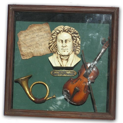 Mozart Musik Klassik Geige Notenblat Büste Deko Schaukasten Dekoration Antik Deko