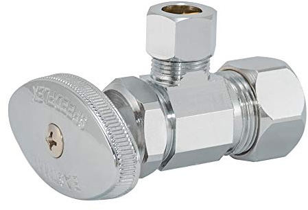 Eastman 3/8 Inch OD Compression x 5/8 Inch OD Compression Multi-Turn Angle Stop Valve, Brass Plumbing Fitting, Chrome, 04348LF